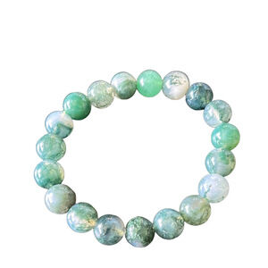 Green Moss Agate Beaded Bracelet for healing, growth and renewal